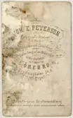 Baksida till visitkort från Joh. E. Peterson, 1861