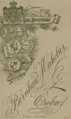 Baksida till visitkort från Bernhard Hakelier, efter 1899