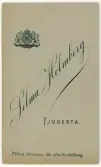 Baksida till visitkort från Selma Holmberg, ca 1900