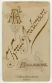 Baksida till visitkort från Knut Anderson, efter 1898