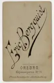 Baksida till visitkort från Eric Bergquist, efter 1881