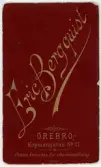 Baksida till visitkort från Eric Bergquist, efter 1881