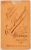 Baksida till visitkort från Eric Bergquist, efter 1881