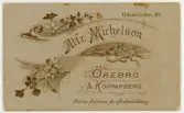 Baksida till visitkort från Alfred Michelson, 1897-1898