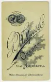 Baksida till visitkort från G. Mellqvist & co, efter 1899