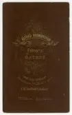 Baksida till visitkort från Alfred Hermansson, efter 1875