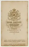 Baksida till visitkort från Oscar Hakelier, ca 1871