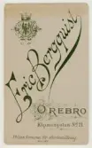 Baksida till visitkort från Eric Bergquist, efter 1881