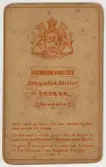 Baksida till visitkort från Bernhard Hakelier, efter 1871