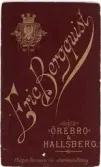 Baksida till visitkort från Eric Bergquist, efter 1890
