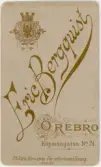 Baksida till visitkort från Eric Bergquist, efter 1881