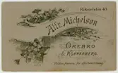 Baksida till visitkort från Alfred Michelson, ca 1897