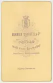 Baksida till visitkort från Herman Stafhell & Co, 1867-1874