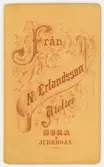 Baksida till visitkort från N. Erlandsson, ca 1880