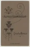 Baksida till visitkort från Alfred Hermansson, 1911