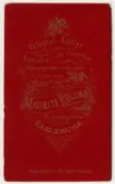 Baksida till visitkort från Mauritz Edlund, efter 1883