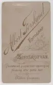 Baksida till visitkort från Albert Forslund, 1890