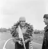 Segraren i klass 3 Turistvagnar. Gelleråsen, Karlskoga.1956-08-25