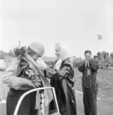 Segraren i klass 3 Turistvagnar Gelleråsen, Karlskoga.1956-08-25