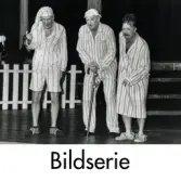 Serie om 23 svartvita fotografier som visar föreställning av Mölndalsrevyn på Möllan i Mölndal i januari 1989.