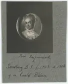 Porträtt på Brita Sophia Sandberg gift Ribben. Född år 1743 och död år 1806.