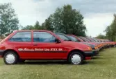 Jitex BK:s sponsorbilar från Ford Motorverken. Krokslättsvallen i Mölndal, juli 1991.