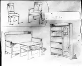 Skiss över möbler
