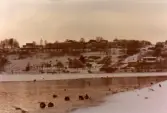Vy över Stensjön i Mölndal, vintern 1981.