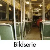 Serie om tre fotografier som visar en tur med 4:ans spårvagn i december 1982. Linjen trafikerade sträckan Mölndal - Saltholmen.