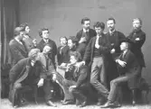 Gruppbild av elever vid Akademin 1869-1870.  Severin Nilson stående längst till vänster.