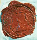 Sigill fotograferat på ett resepass utfärdat i Falkenberg 1848.