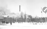 1956 inträffar andra stora branden i Dan Lundgrens läderfabrik.
