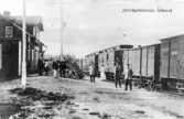 Älvsereds station med personal, omkring 1925.  Uppgifter från boken Falkenbergs Järnväg, Leif Elgh.