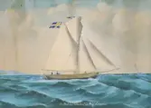 Excellent, kapten August Larsson.  Gouache av L P Sjöström 1874.
