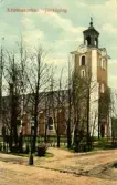 Kristine kyrka vid Östra Storgatan i Jönköping. Vykort skrivet 1911-08-30.