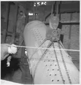 Kvarnsvedens Pappersbruk. Ångcentralen byggnation, panna 5, projektbilder. Togs i drift augusti 1953.