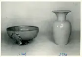 Skål och vas från Bo Fajans, 1900-talets mitt.