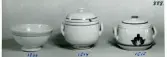 Soppskål och två terriner från Bo Fajans, formgivare Allan Ebeling, 1900-talets mitt.