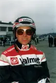 Åbytravet i Åby, Mölndal, under travloppet Olympiatravet, den 10 april 1999. Porträtt av travkusken Örjan Kihlström.