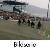 Serie om tre fotografier som visar Åbytravet i Åby, Mölndal, under travloppet Olympiatravet, den 10 april 1999.