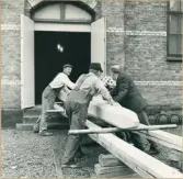 Vänersborg. Stora Biografen, renovering av kyrkspiran