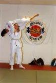 En man och en kvinna från Mölndals Judoklubb tränar judo i oktober 1996.
