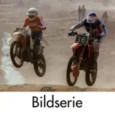 Serie om sju fotografier som visar motocrosstävling på Blixåsbanan i Balltorp, Mölndal, den 1 maj 1988.