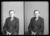 Porträtt, Identitetsfoto, Arvid Rask, Vänsta.
Ur Gustaf Åhmans samling.