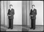 Porträtt, konfirmation, Lennart Ekström, Sörstafors.
Ur Gustaf Åhmans samling.