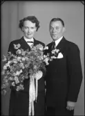 Brudpar. Gunnar Petterson, Barnängsgatan 29, Hallstahammar.
Ur Gustaf Åhmans samling.