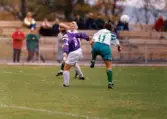 Fotbollslaget Jitex BK spelar match på Kvarnbyvallen i Mölndal, år 1994. Motståndarlag och slutresultat är okända.