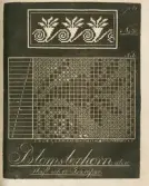Illustration ur Mönster-Bok för Unga Fruntimmer i Konsten att tillverka vackra Drälls- samt enkla, faconerade och dubbla Väfnader av mångfaldiga slag, utgifven af Maria Christina Ekenmark född Trolle, 1827. Plansch 21 No 38.