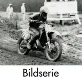 Serie om nio svartvita fotografier som visar motocrosstävling på Blixåsbanan i Balltorp, Mölndal, år 1992.