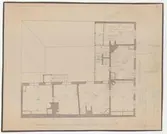 Guldsmedshuset.
Planritning.
Plan av våning 1 tr.